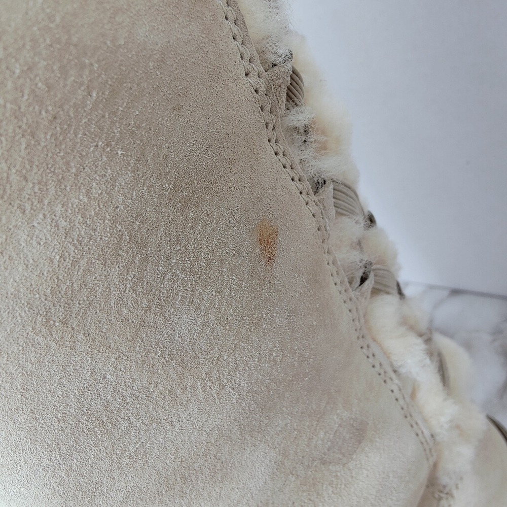 UGG Tall Lace-Back Shearling Boots in Light Beige/Cream - Picture 6 of 14